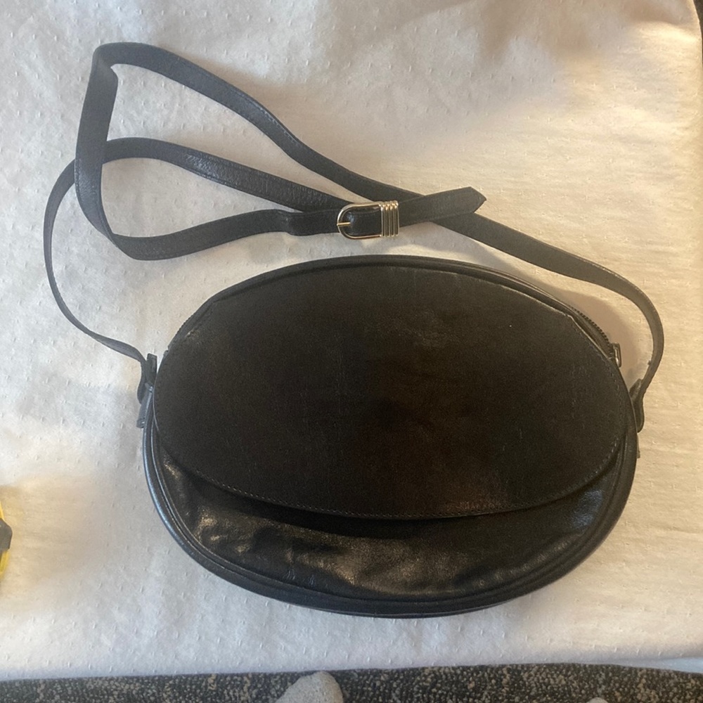 Made in Italy Genuine Leather black purse with strap